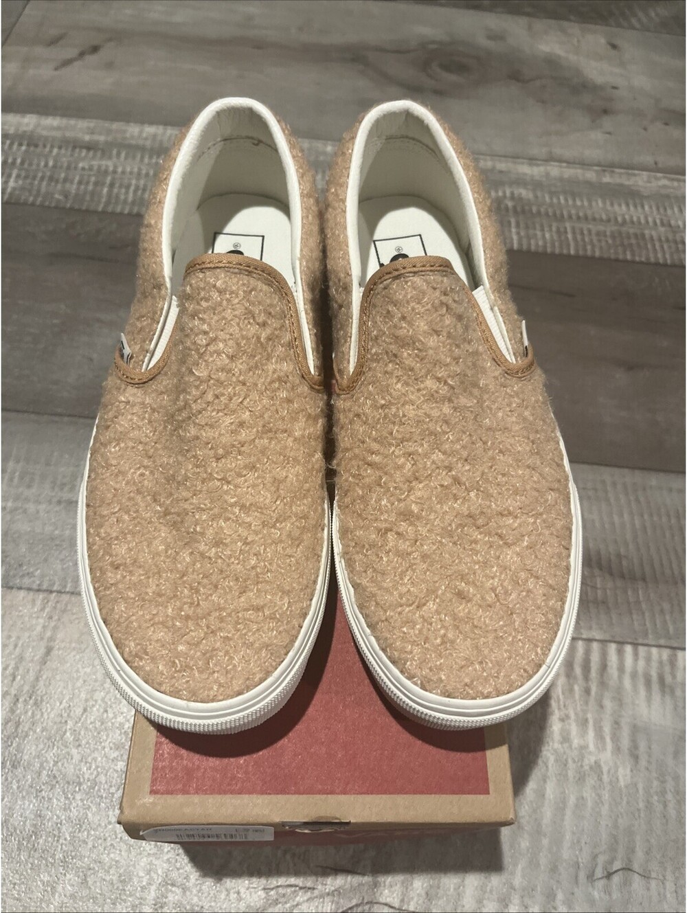 Vans Classic Slip-On Fleece Sherpa Tan Womens Shoes Size 7 Men 8.5 Wmn $65 MSRP